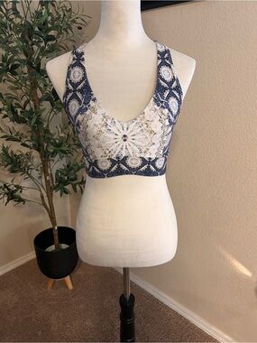 Wolven Reverie Bohemian Athletic Wear Top Racerback Sports Bra Medium